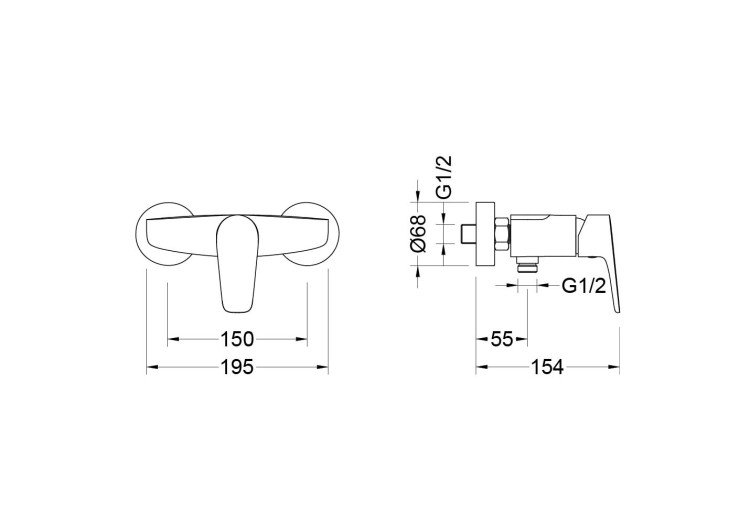 Смеситель для душа Aquatek, матовый черный AQ1160MB БЕТТА