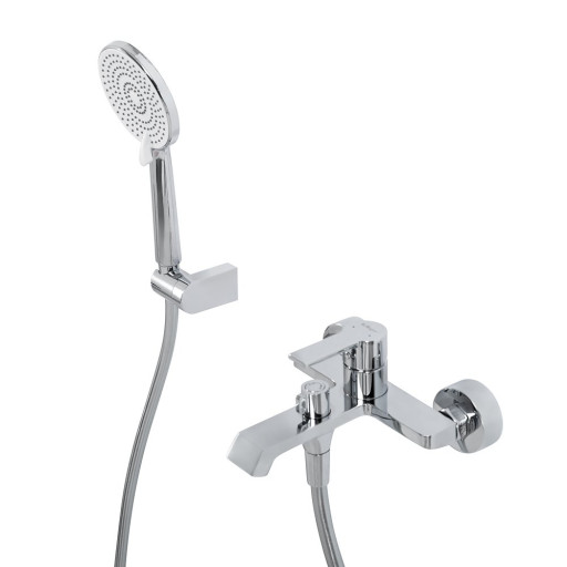 Смеситель для ванны и душа в комплекте с ручным душем, шлангом и держателем Cezares AURORA-VASM-CRM