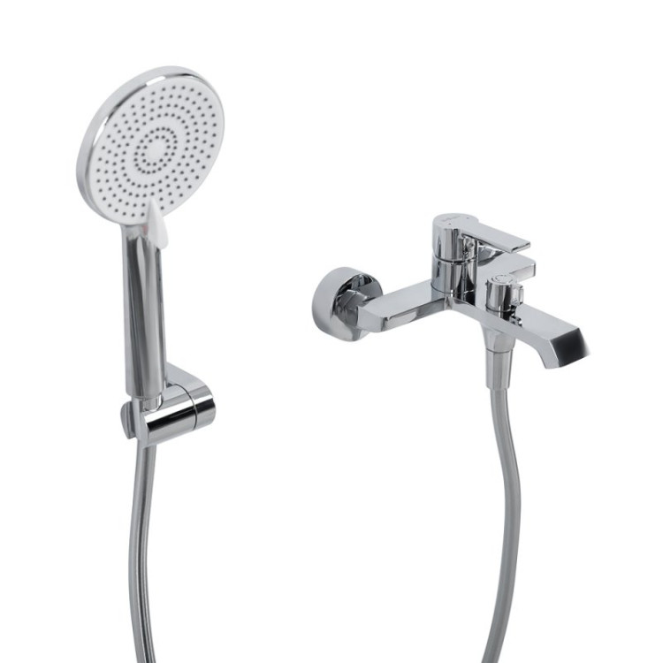 Смеситель для ванны и душа в комплекте с ручным душем, шлангом и держателем Cezares AURORA-VASM-CRM