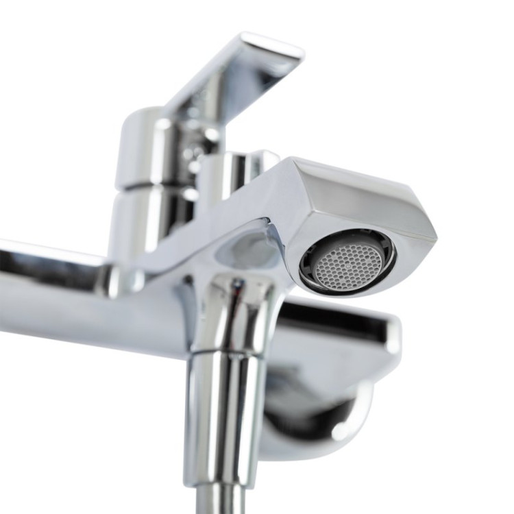 Смеситель для ванны и душа в комплекте с ручным душем, шлангом и держателем Cezares AURORA-VASM-CRM