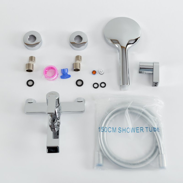 Смеситель для ванны и душа в комплекте с ручным душем, шлангом и держателем Cezares AURORA-VASM-CRM