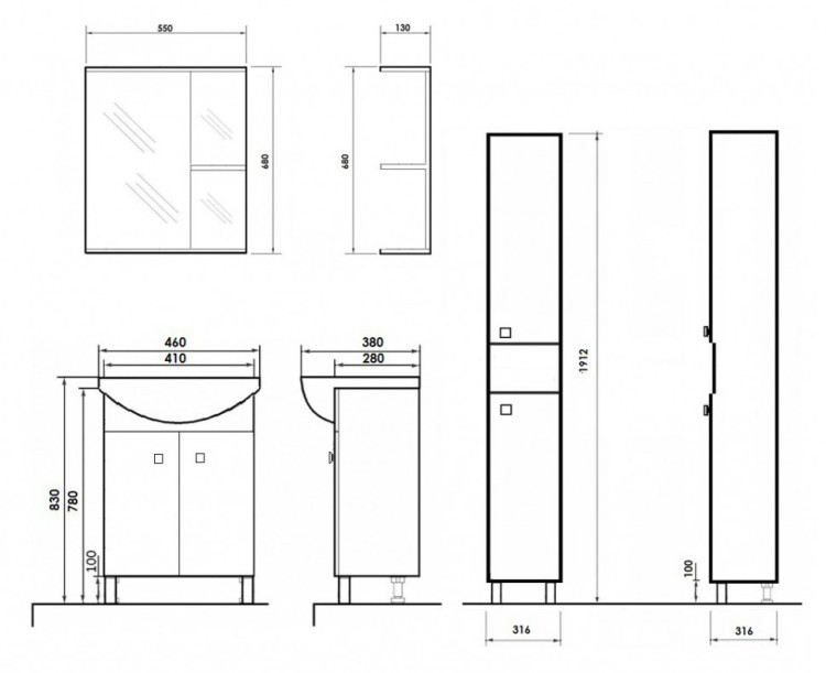 Тумба с раковиной Orange Рио 45