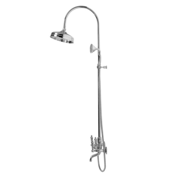 Душевая стойка со смесителем для ванны, верхним и ручным душем Cezares FIRST-CVD-01-Bi