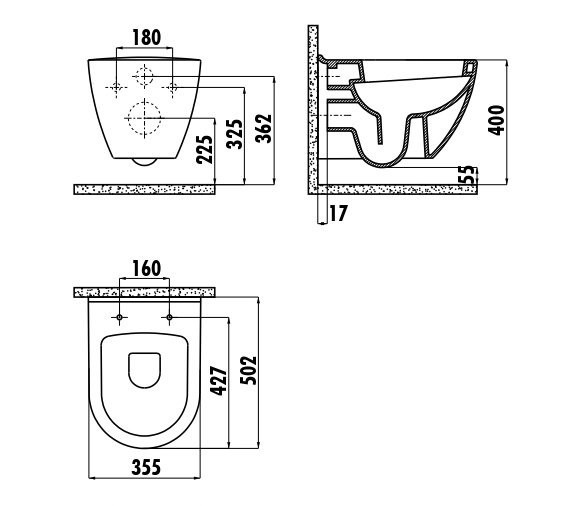 CREAVIT DEKOR ЗОЛОТО КРУГИ Унитаз подвесной