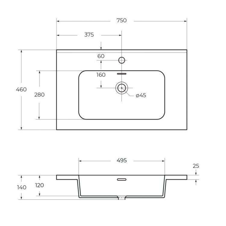 База подвесная под раковину с двумя выдвижными ящиками Cezares 54949