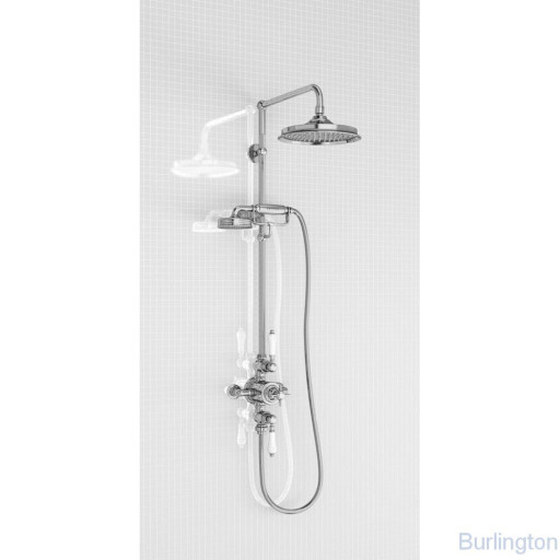 Душевая стойка с внешним термостатом на 2 выпуска, верхняя лейка 12', ХРОМ [BARC74 + V60]