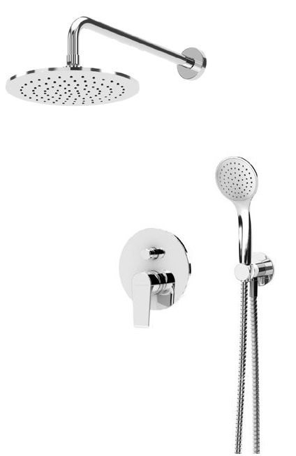 Душевая система с переключателем для верхнего и ручного душа, верхний душ из стены, диаметр 25 см, верхняя лейка металл Cezares NAUTIC-DSIP-SS