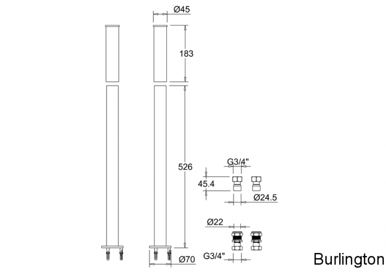 Трубы подвода воды, декоративные, НИКЕЛЬ