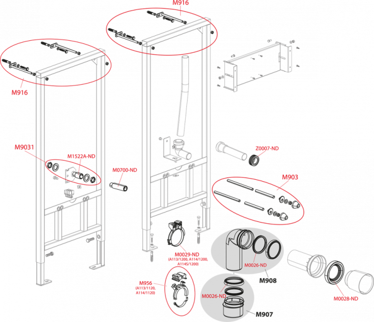 Монтажная рама для подвесного унитаза компакт Alcadrain A113/1120