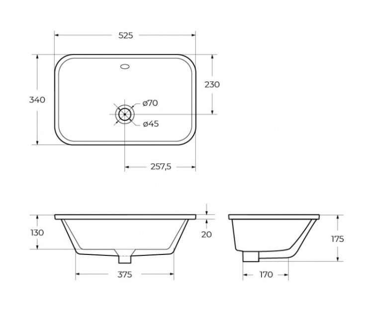 Раковина керамическая встраиваемая под столешницу BelBagno BB1009
