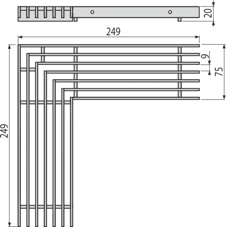 Решетка для дренажного углового желоба 75 мм, нержавеющая сталь Alcadrain ADZ-R304R