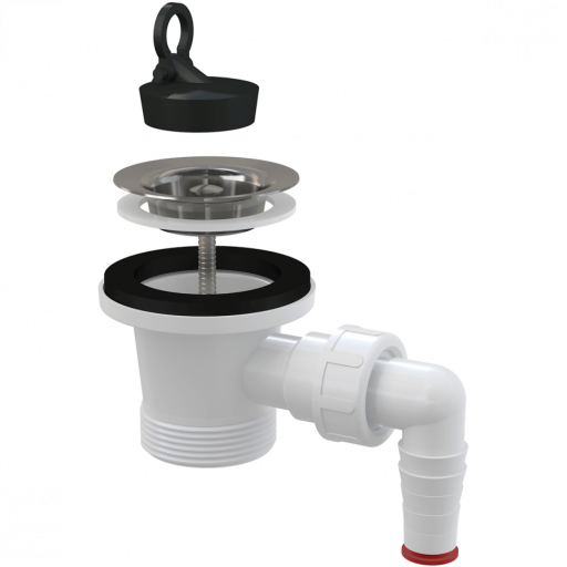 Донный клапан сифона для умывальника 6/4&quot; с нержавеющей peшeткой DN63 и штуцером Alcadrain A31P