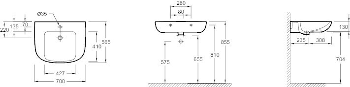 Подвесная раковина без переливного отверстия Jacob Delafon ODEON UPE4495-X5-00