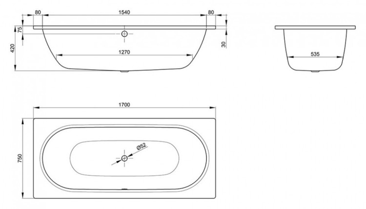 Стальная ванна Bette Starlet 170x75