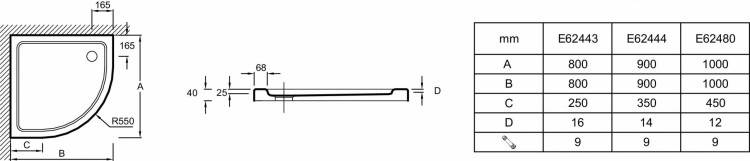 Душевой поддон 90 x 90 см Jacob Delafon FLIGHT E62444-00