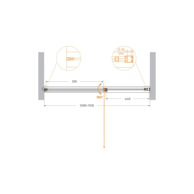 Душевая дверь URBAN-B-12 Cezares URBAN-B-12-150-C-CR