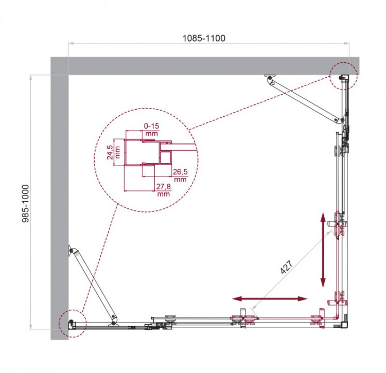 Душевой уголок BELBAGNO LUCE-AH-22 Cezares LUCE-AH-22-105/100-C-Cr