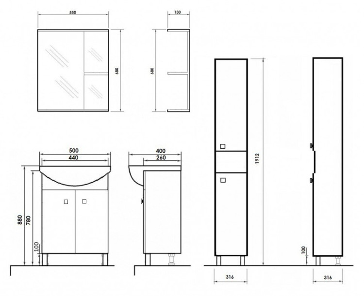 Тумба с раковиной Orange Рио 50