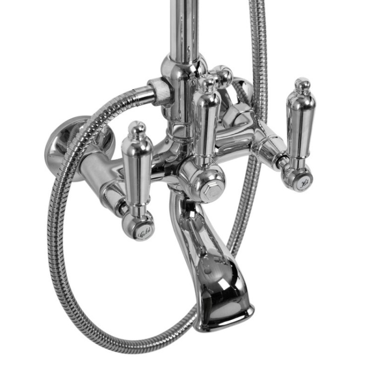 Душевая стойка со смесителем для ванны, верхним и ручным душем Cezares FIRST-CVD-01-M