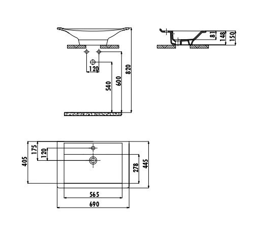 CREAVIT Раковина MN070 мебельная (45*70)