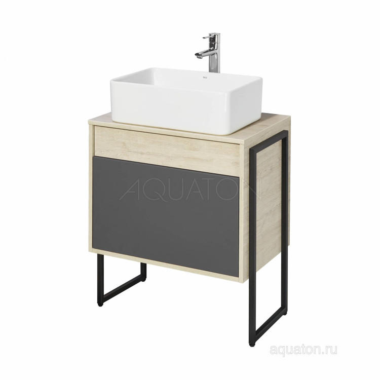 Тумба под раковину Aquaton Лофт Урбан 65 серый графит, дуб орегон 1A254001LQX60