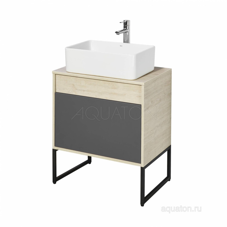 Тумба под раковину Aquaton Лофт Урбан 65 серый графит, дуб орегон 1A254001LQX60