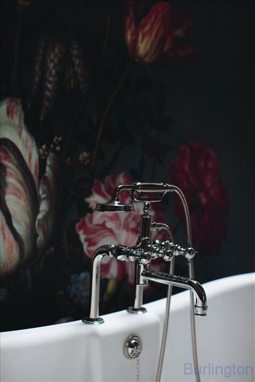 Смеситель для ванны набортный, ручки - крестики, никель [ARC18]