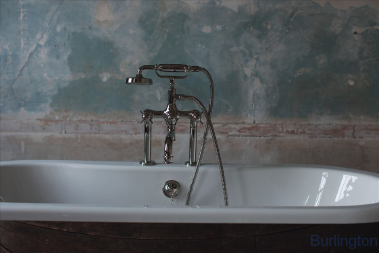 Смеситель для ванны набортный, ручки - крестики, никель [ARC18]