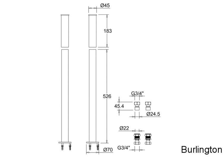 Трубы подвода воды, декоративные, ХРОМ