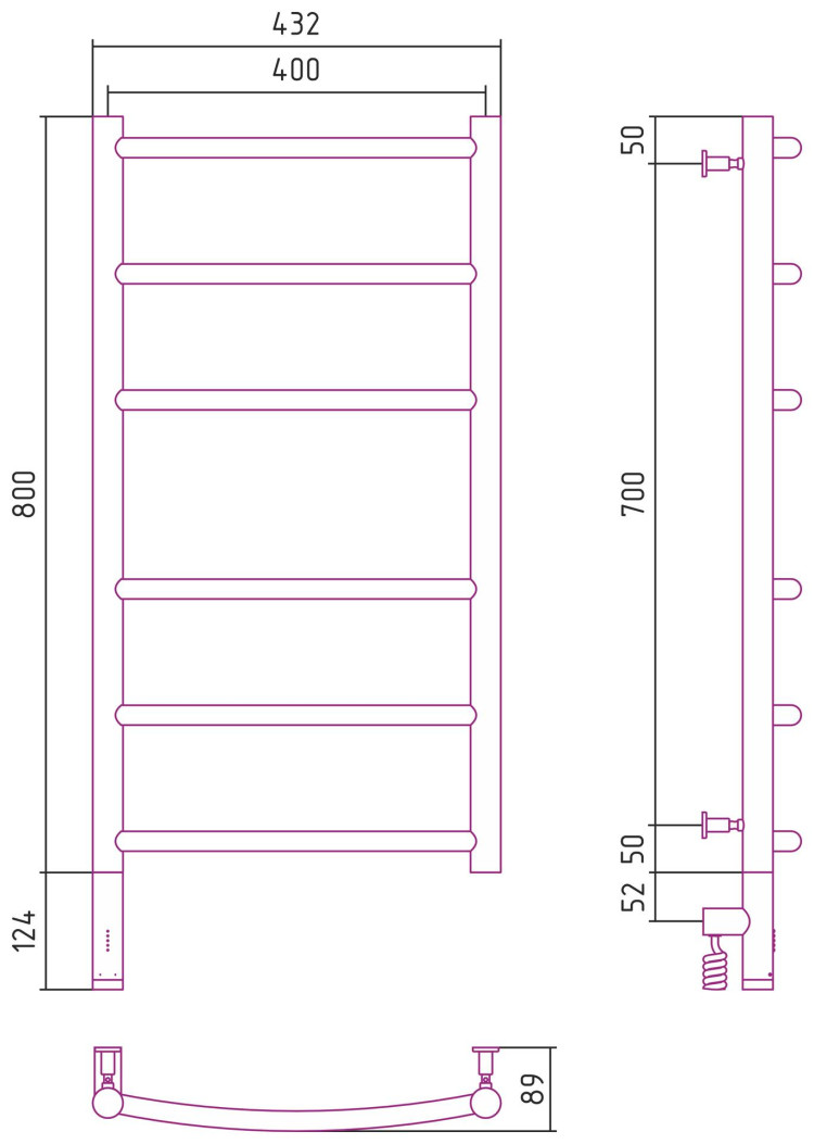 Полотенцесушитель электрический Сунержа Галант 3.0 800х400 МЭМ левый Матовое золото