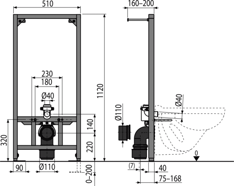 Mонтажная рама для подвесного унитаза Alcadrain A114/1120