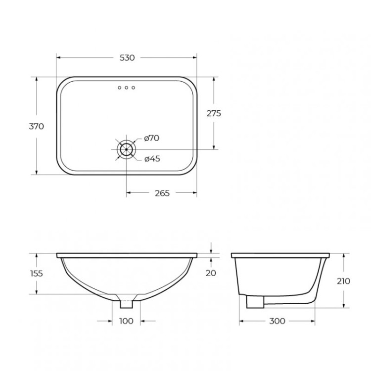 Раковина керамическая встраиваемая под столешницу BelBagno BB1006