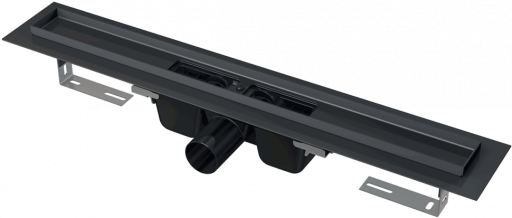 Водоотводящий желоб с порогами для перфорированной решетки, черный-мат Alcadrain APZ1BLACK