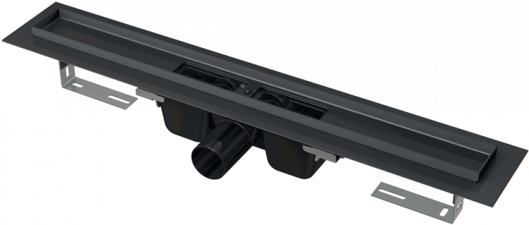 Водоотводящий желоб с порогами для перфорированной решетки, черный-мат Alcadrain APZ1BLACK