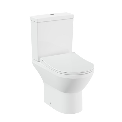 Комплект напольного безободкового унитаза Integra Round Open-Back, тонкое сиденье микролифт, механизм 3/6 л