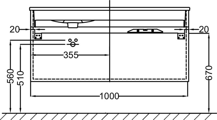 Мебель для раковины-столешницы 100 см, фактурный дуб Jacob Delafon VOX EB2076-R1-E16