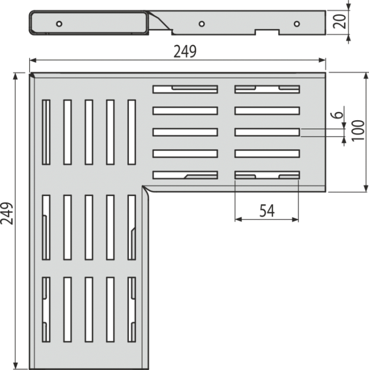 Решетка для дренажного углового желоба 100 мм, нержавеющая сталь Alcadrain ADZ-R321R
