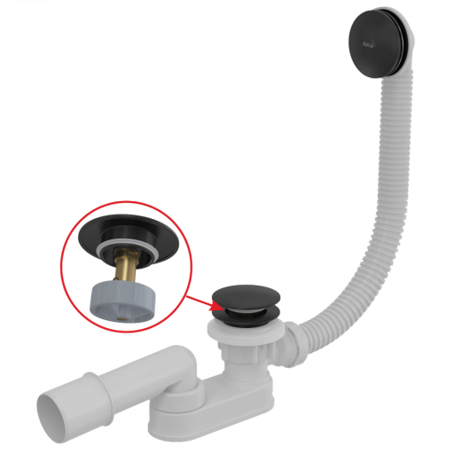 Сифон для ванны CLICK/CLACK, черный-мат Alcadrain A507BLACK