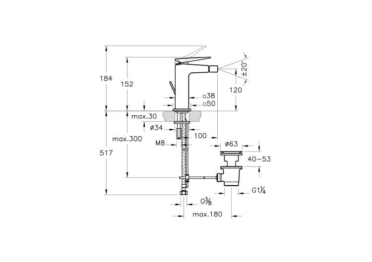 Смеситель Brava для биде с донным клапаном, цвет хром