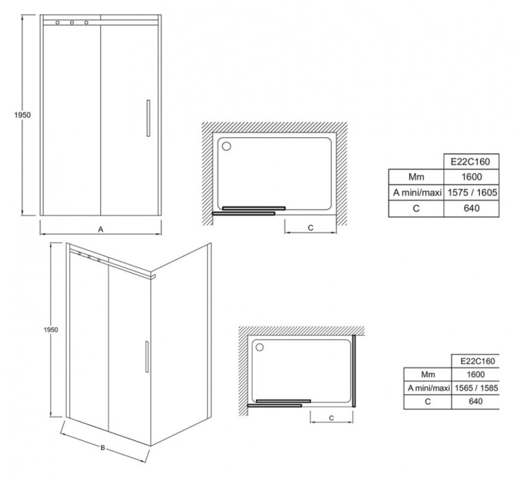 Душевая дверь Jacob Delafon Contra 160x195