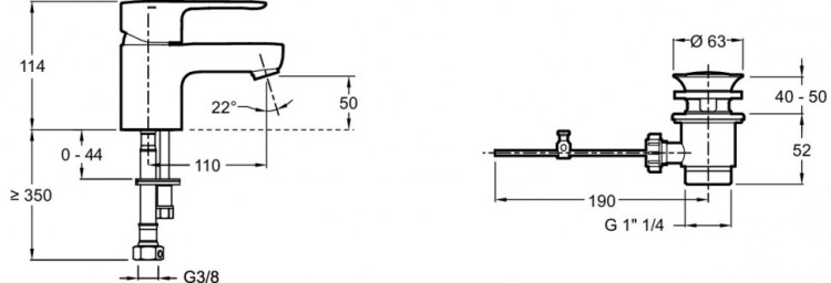 Однорычажный смеситель для раковины Jacob Delafon JULY E16027-4D-CP