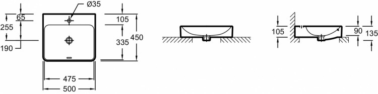 Накладная раковина 50 х 45 см, 1 отверстием для смесителя Jacob Delafon VOXEVE112-00
