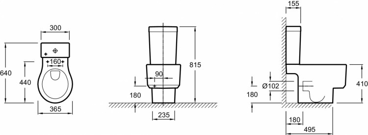 Унитаз 64 x 36,5 см с горизонтальным выпуском Jacob Delafon VIRAGIO 4448K-00