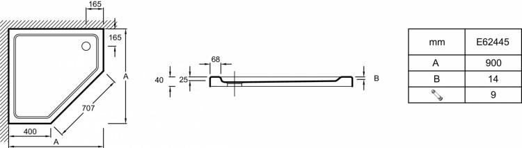 Душевой поддон 90 x 90 см Jacob Delafon FLIGHT E62445-00