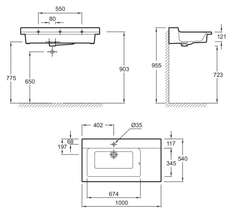 Раковина Jacob Delafon Soprano 100 EXK112-00