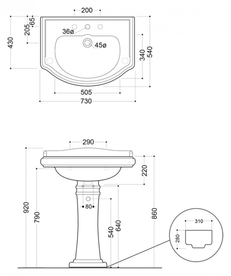 Раковина Kerasan Retro 73 1047