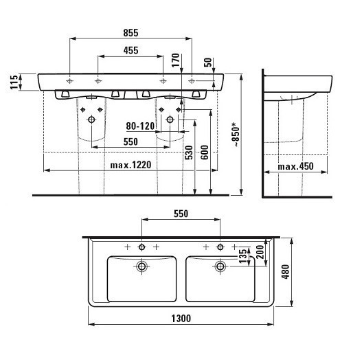 Раковина Laufen Pro A 130 8.1496.7 двойная