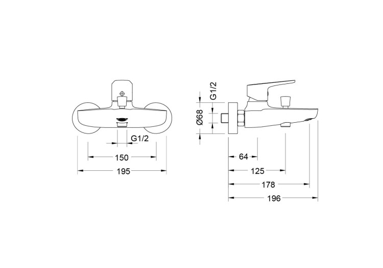 Смеситель для ванны Aquatek, матовый черный AQ1140MB БЕТТА