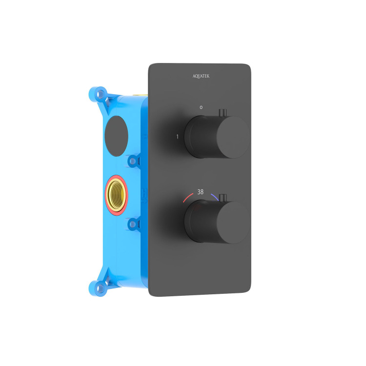 Термостатический смеситель для ванны (внешняя и скрытая часть) Aquatek, матовый черный AQ1392MB ЕВРОПА