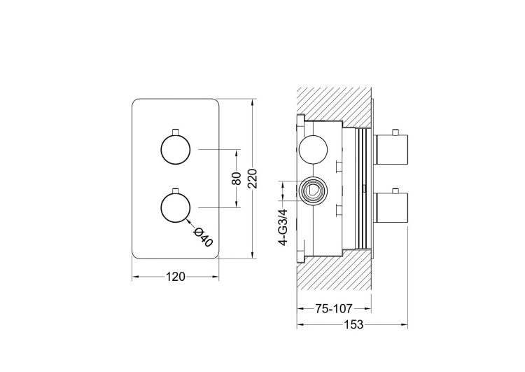 Термостатический смеситель для ванны (внешняя и скрытая часть) Aquatek, матовый черный AQ1392MB ЕВРОПА